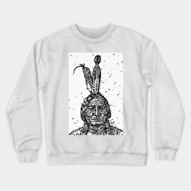 SITTING BULL ink portrait.2 Crewneck Sweatshirt by lautir